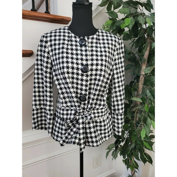 Signature By Larry levine Womens Black & White Polyester Buttons Casual Jacket - Picture 1 of 12